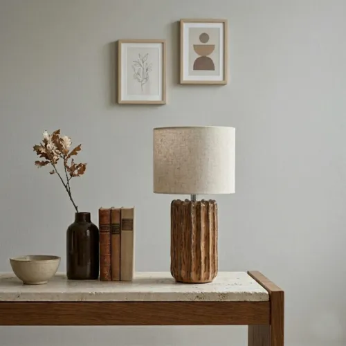 Flint Bordslampa Brun/Linne