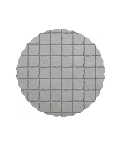 Präglad Ruta Rund Vaxduk Grå