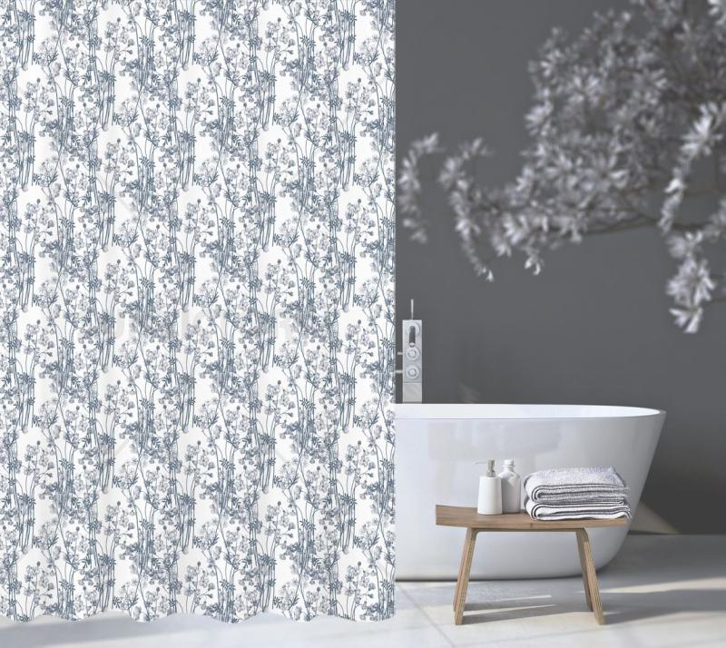 Blommigt Duschdraperi Blå