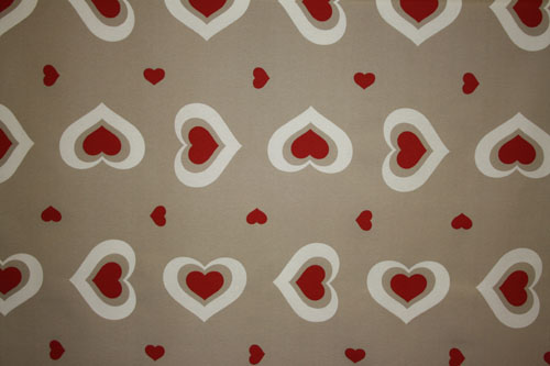 Hjärter Metervara Vit/Röd