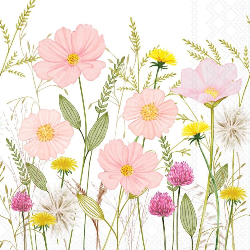 Servett Pastel Flowers Vit