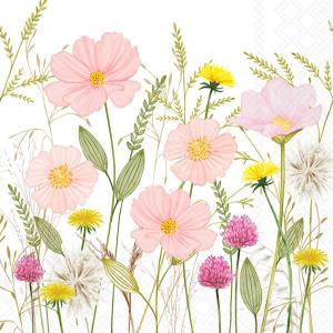 Servett Pastel Flowers Vit