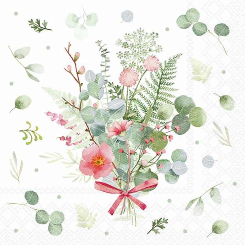 Servett Eucalyptus & Fern Bouquet Vit