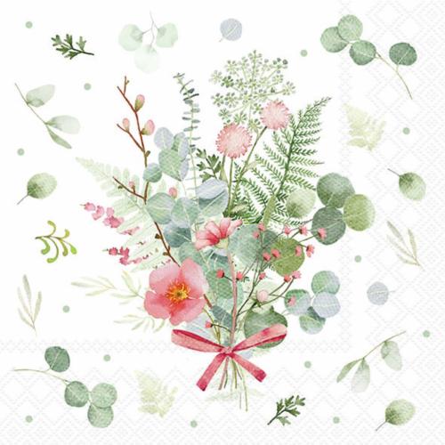 Servett Eucalyptus & Fern Bouquet Vit