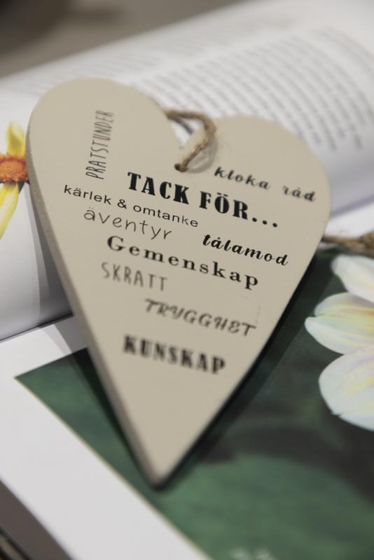Hjärta Med text "Tack för att" Beige