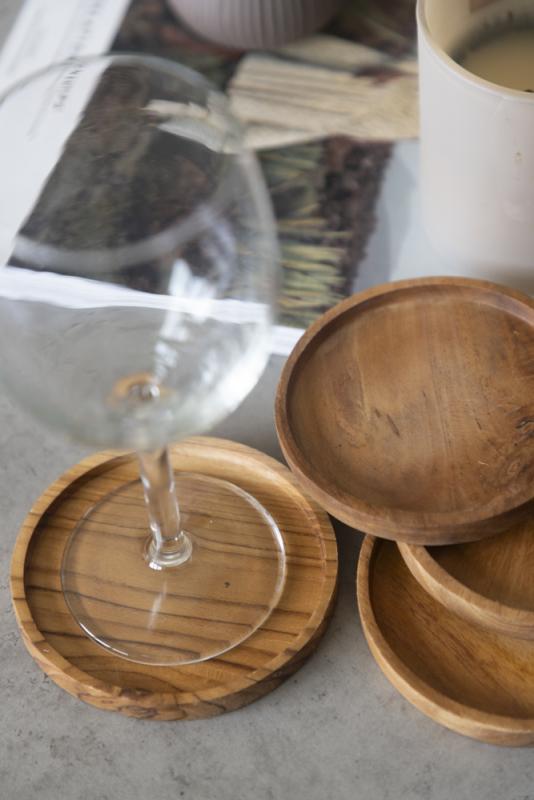 Glasunderlägg i Teak