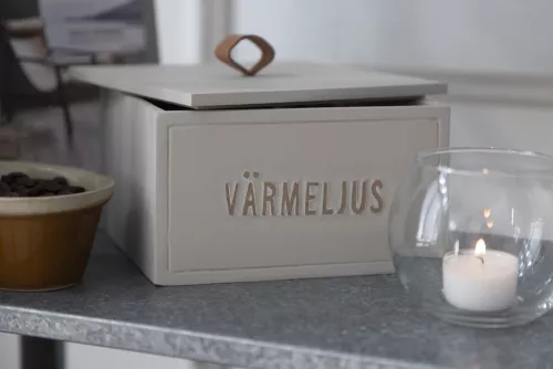 Värmeljus Trälåda Sand