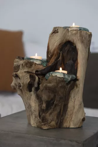 Glaslykta på trädrot 3 Glas