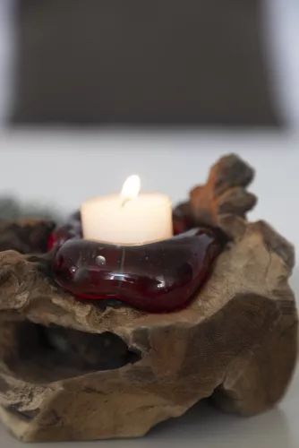 Glaslykta På Trädrot Röd