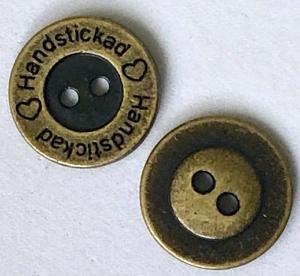 Knapp Handstickad Antik Mässing
