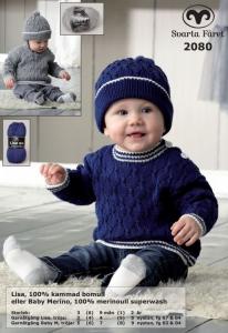 Flätstickad babytröja och mössa