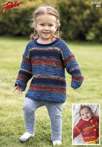 RÄTSTICKAD KOFTA OCH TRÖJA I DUBBELT GARN