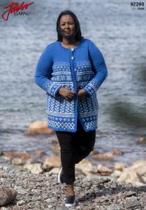 Porslin - lång kofta med mönsterbårder