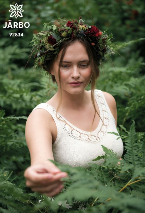 Midsommarkrans - Linne med bladmönsterbård