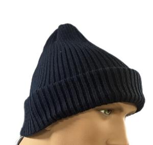 Marinblå ribbstickad