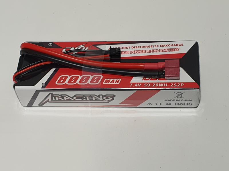 CNHL Racing Series 8000mAh 7.4V 2S 100C Hard Case Lipo Batteri med deans kontakt