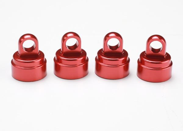 Shock caps, aluminum (red-anodized) (4)