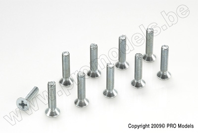 Countersunk screw, M3X30, Galvanized Steel (10pcs)