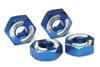 Wheel hubs, hex, 6061-T6 aluminum (blue) (4)/ axle
