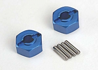 Wheel hubs, hex (blue-anodized, light aluminum)