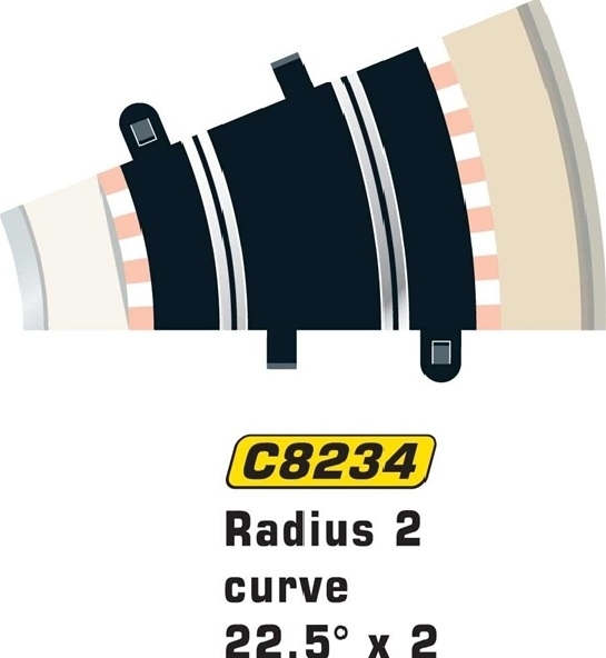 Scalextric Rad 2 Half Std Curve 22.5° 2st