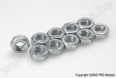 Nut , M4, Galvanized Steel (10pcs)