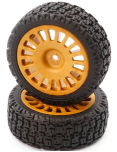 25mm 18 Spokes Rally Tires Set 2pcs Gold(12mm Hex)