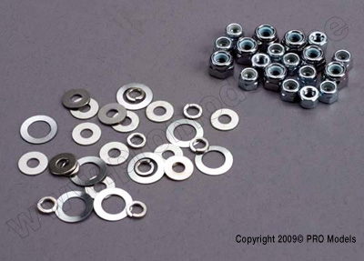 Nut set, lock nuts (3mm (11) and 4mm(7)) & washer