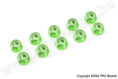 Nylstop nut M3 "Green", Aluminium (10pcs)