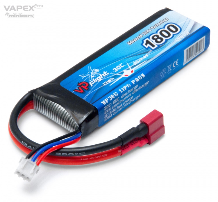 Vapex Li-Po Batteri 2S 7,4V 1800mAh 30C T-Kontakt