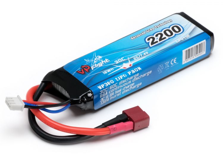 Vapex Li-Po Batteri 2S 7,4V 2200mAh 30C T-Kontakt