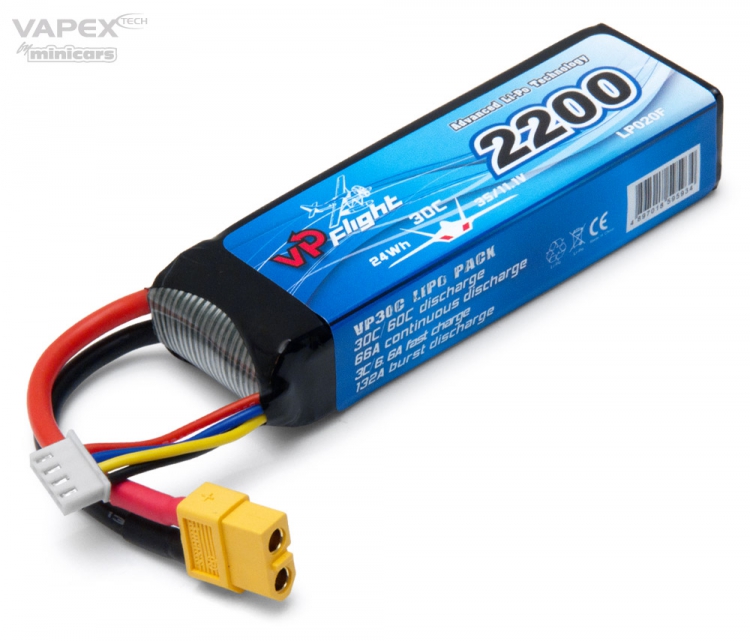 Vapex Li-Po Batteri 3S 11,1V 2200mAh 30C XT60-kontakt