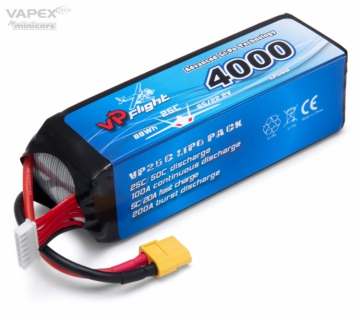 Li-Po Batteri 6S 22,2V 4000mAh 25C XT60-Kontakt