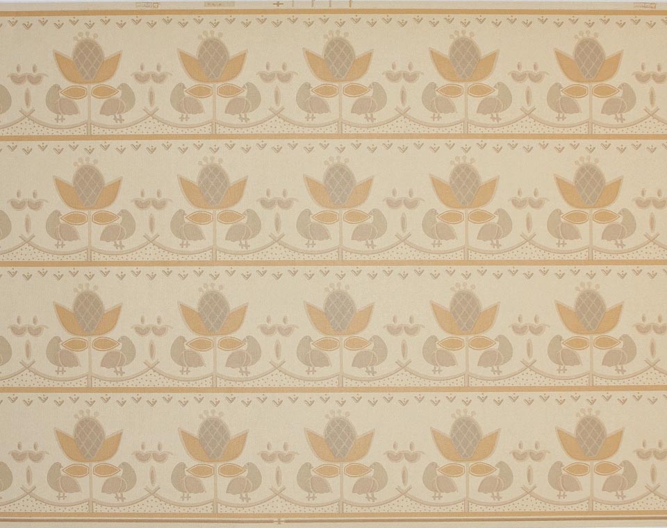 Bård B100-1 Arvika Tapet AB Ljusbrun beige med fåglar och blommor