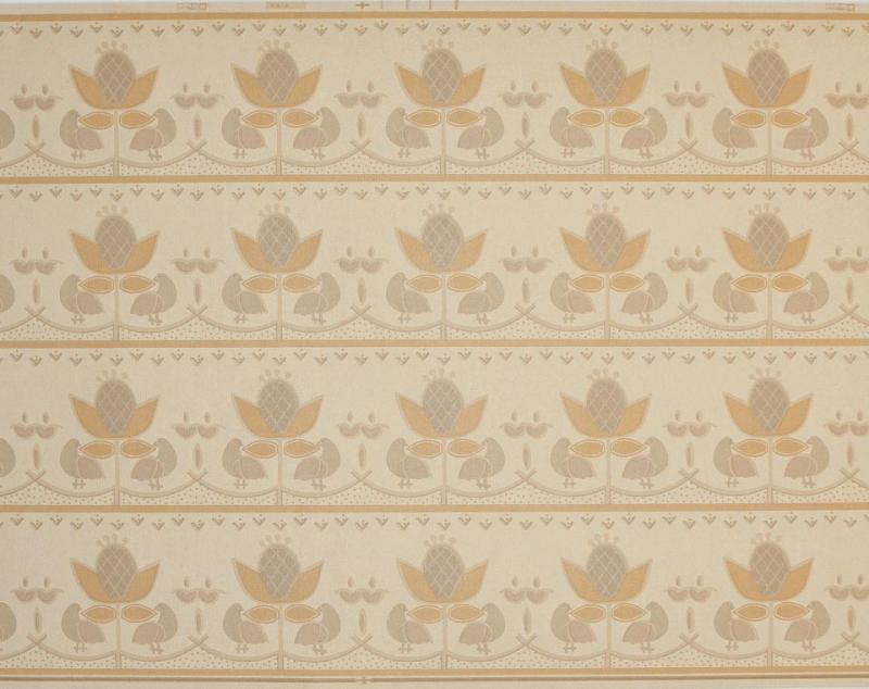 Bård B100-1 Arvika Tapet AB Ljusbrun beige med fåglar och blommor
