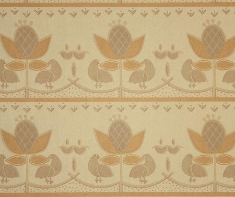 Bård B100-1 Arvika Tapet AB Ljusbrun beige med fåglar och blommor