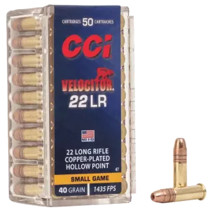 CCI 22 LR Velocitor HP Copper Plated