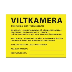 Varningsskylt Viltkamera/Åtelkamera