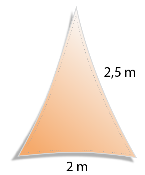 Triangel med 2 meter bas och 2 meter sidor