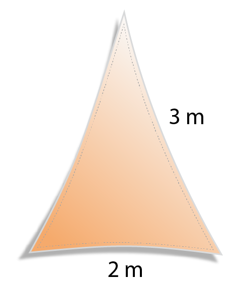 Triangel med 2 meter bas och 2,5 meter sida