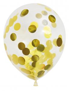 Ballonger 6-pack confetti guld