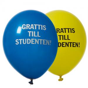 Ballonger blå/gul student 8-pack