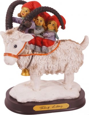 Julbock med tre barn