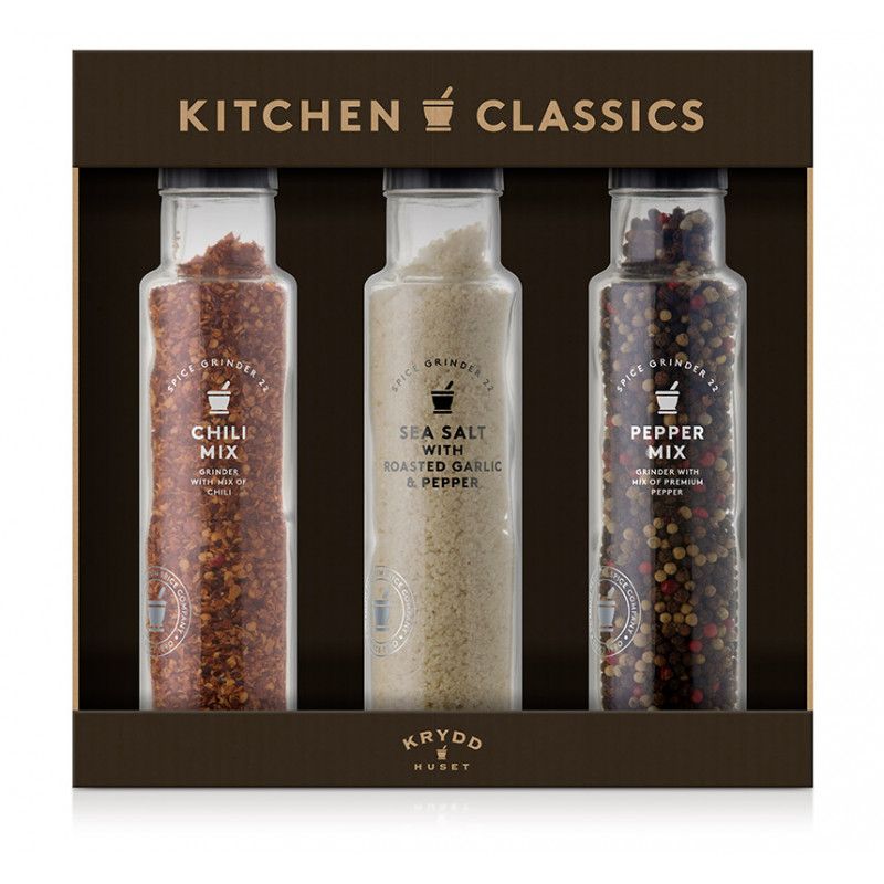 Kryddhuset giftset 3-pack salt, olja och chili