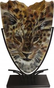 Glasvas med smidesställning - leopard