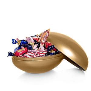 Påskägg med godis i plåt guld large