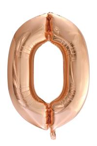 Folieballong 86 cm siffra 0 roséguld