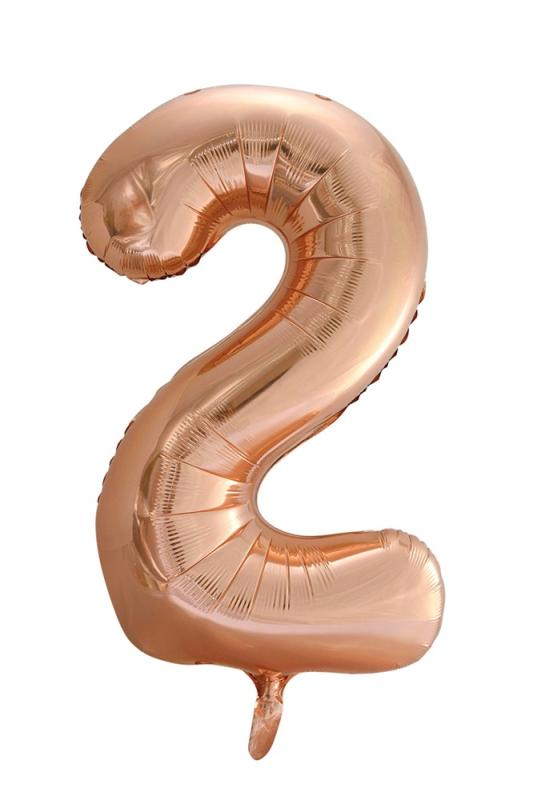 Folieballong 86 cm siffra 2 roséguld