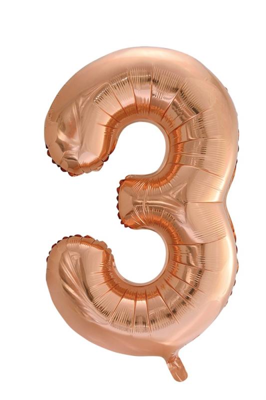 Folieballong 86 cm siffra 3 roséguld