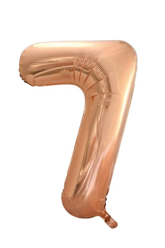 Folieballong 86 cm siffra 7 roséguld